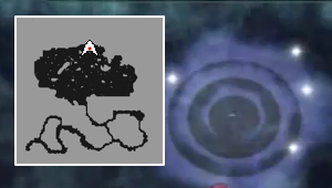 Área central com círculo no chão e minimapa do confronto